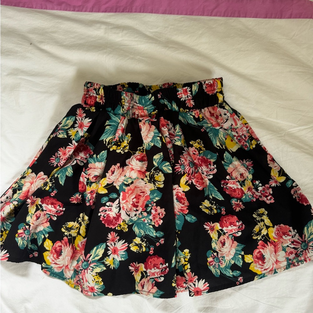 Floral Black Skirt